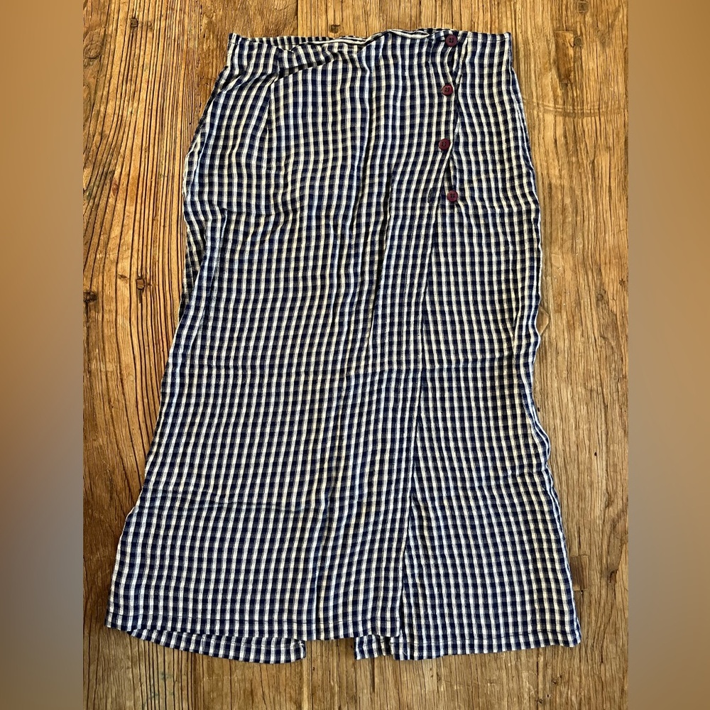 Vintage blue gingham midi skirt